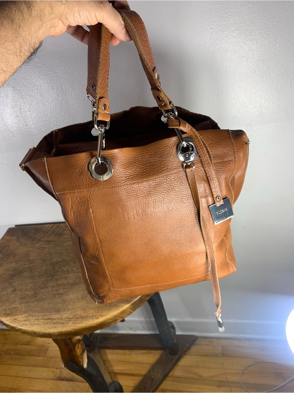 Rudsak Cognac Brown Leather Shoulder Bag Made in Canada Vintage Designer